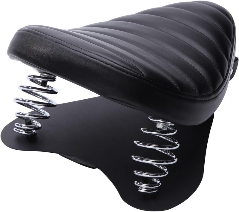 DREAMIZER Motorcycle Seat Cushion Driver Solo Seats with Spring Bracket PU Leather Compatible with Harley Honda Yamaha Kawasaki Sportster Iron 883 1200 Chopper Bobber Cafe Racer - Image 2